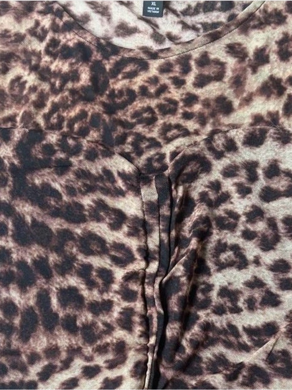 Leopard Print Ruched Mesh Top Sheer Sweetheart Neckline XL - Picture 5 of 7